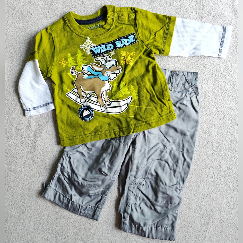 Sprockets (Baby) | 2-Piece Winter Theme Top and Pants Set